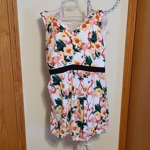Floral flamingo romper